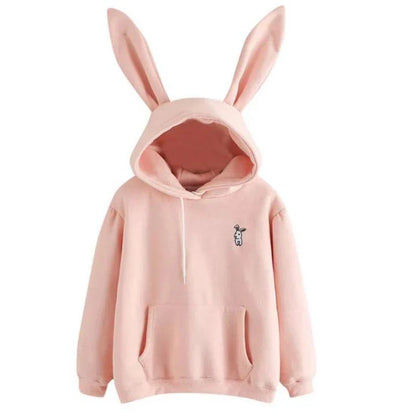 Damen Sweatshirt Kapuze Hase Ohren Kuschel