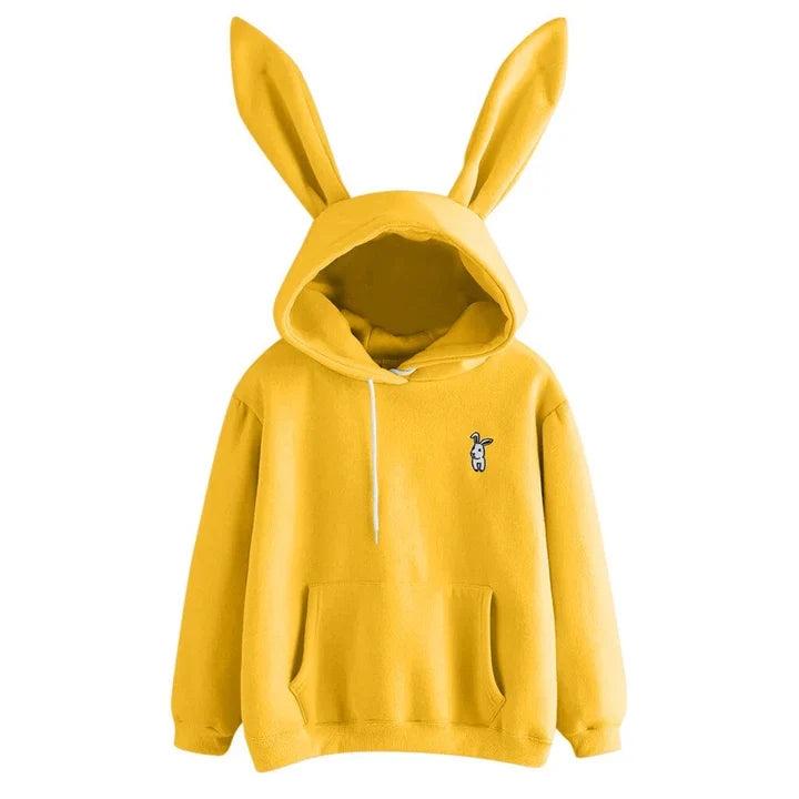 Damen Sweatshirt Kapuze Hase Ohren Kuschel