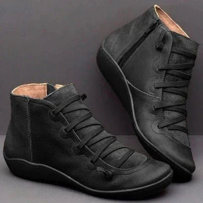 Stiefelette Leder Schnürstiefeletten Hoher Absatz