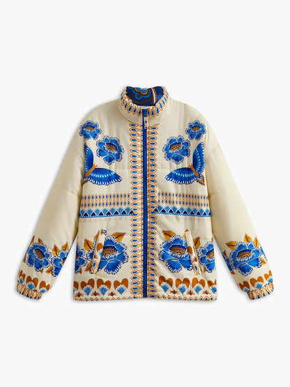Stylischer Boho Wintermantel mit Reißverschluss