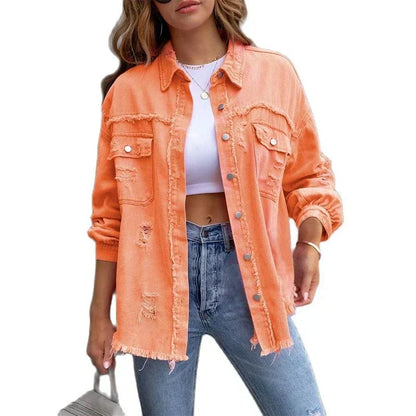 Boho-Chic Denimjacke Damen Slim Fit Sommer - IdealeKleiden