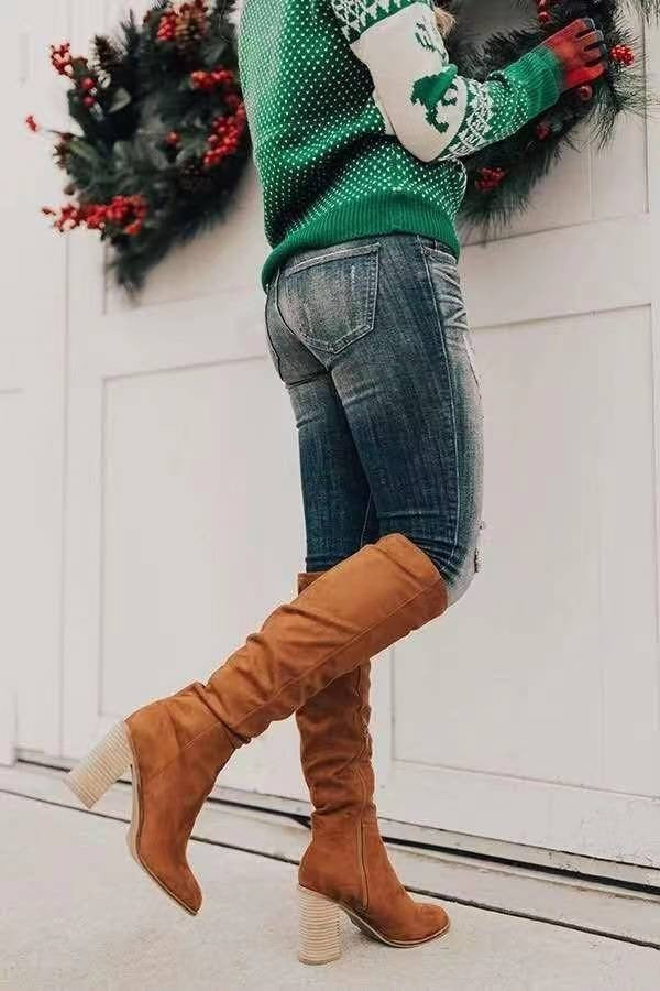 Damenstiefel Winter Warm Bequem Blockabsatz