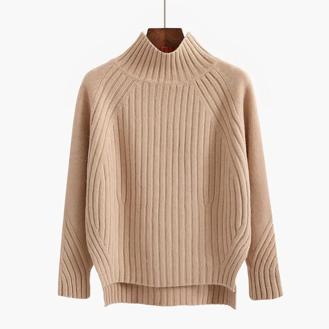Stylischer Rippstrick Pullover Hochgeschlossen