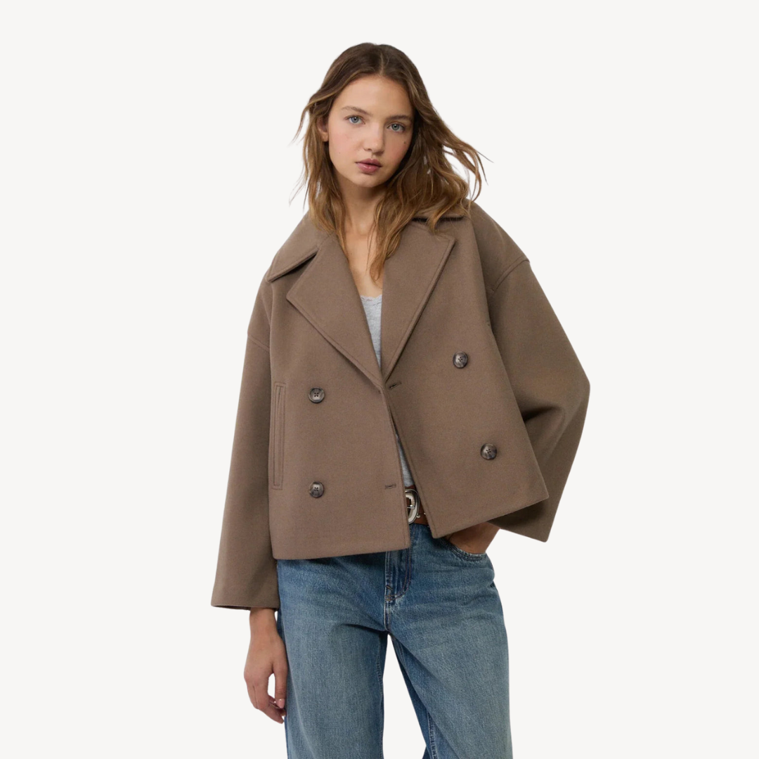 Kürzerer Damen Woll-Peacoat Elegant