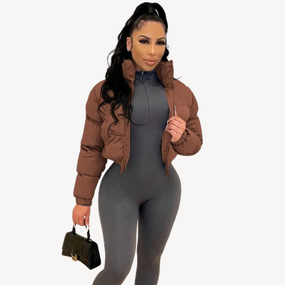Damen Kurz Parka Steppjacke Zip