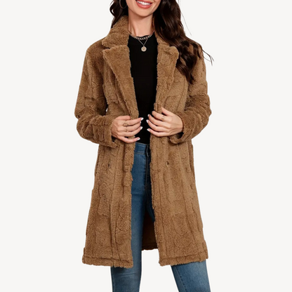 Damen Kunstfellmantel Doppelreihig Elegant