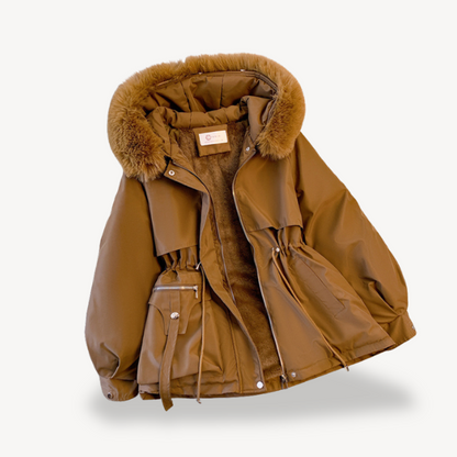 Damen Winterparka Jacke Kunstfell Gefüttert