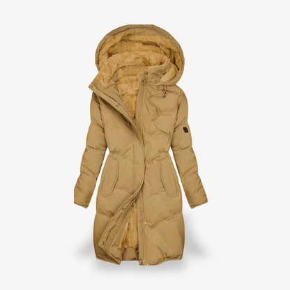 Damen Pufferjacke Warm Kunstpelz gefüttert