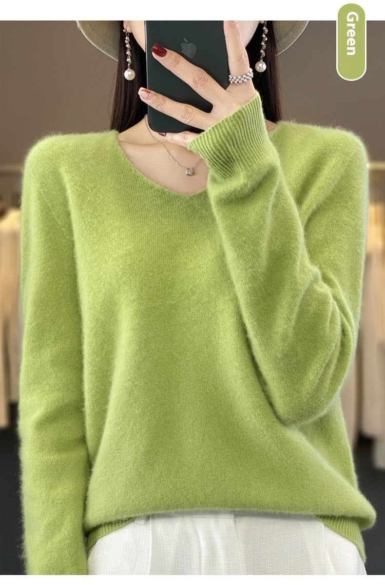 Bequemer Damenpullover V-Ausschnitt Warm Winter