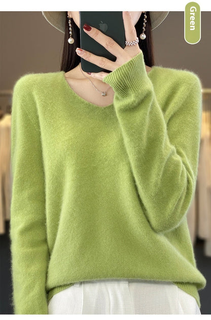 Bequemer Damenpullover V-Ausschnitt Warm Winter