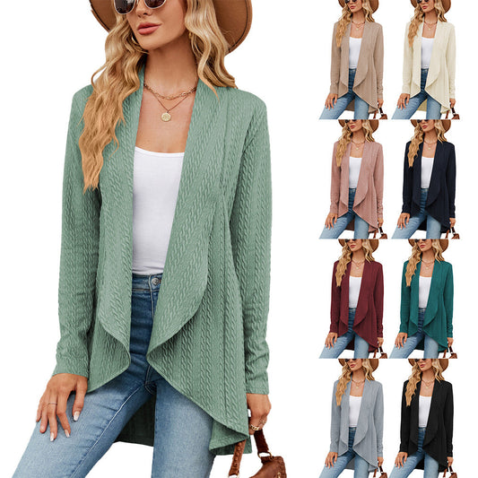 Elegante Damenjacke Langarm Uni Farbe - IdealeKleiden