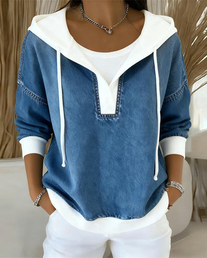 Stylisches Sweatshirt Schnürung Denim Style