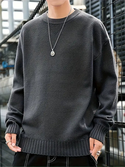 Lässiger Herren Pullover Rundhals Warm
