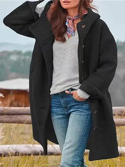 Warme Wolljacke Damen Kapuze