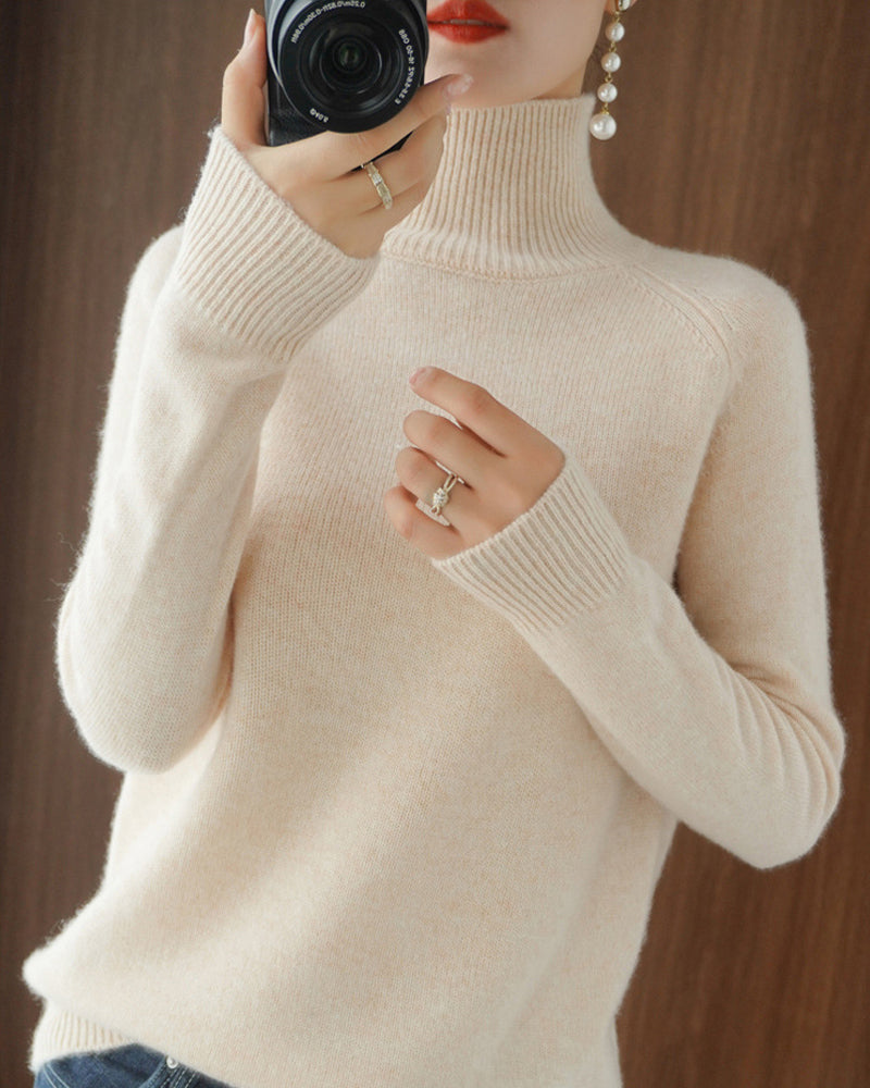 Eleganter Einfarbiger Pullover Langarm
