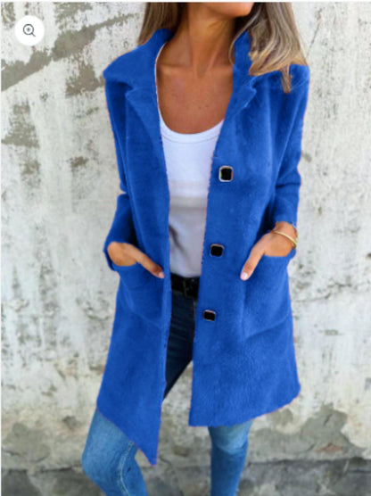 Lange Damenjacke Modern Knöpfe