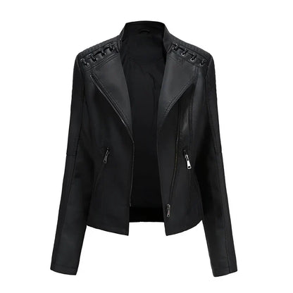 Lederjacke Damen Schwarz Reißverschluss