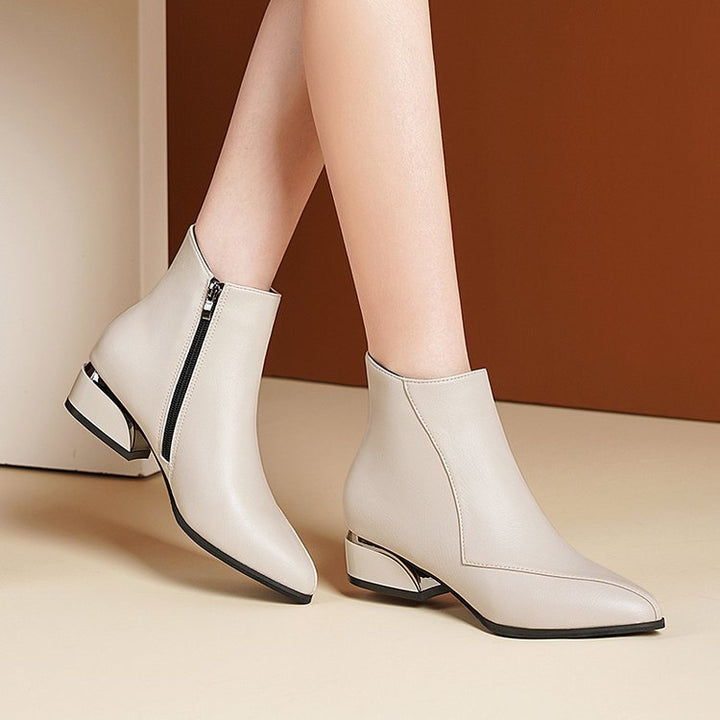 Damen Stiefeletten Chunky Niedriger Absatz