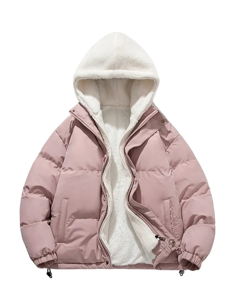Stylische Winterjacke Fleece Kapuze Warm