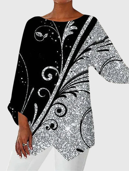 Damen Langarmtop Schmetterling Motiv