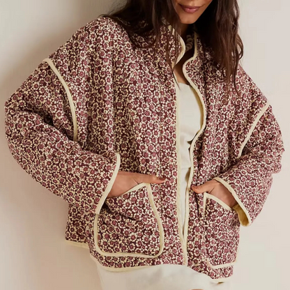 Herbstjacke Frauen Blumenmuster Elegant