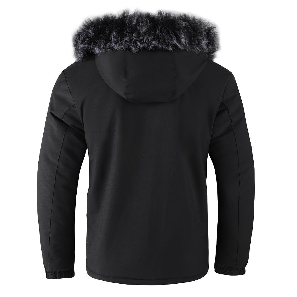 Herren Winterjacke mit Abnehmbarer Pelzkapuze - IdealeKleiden
