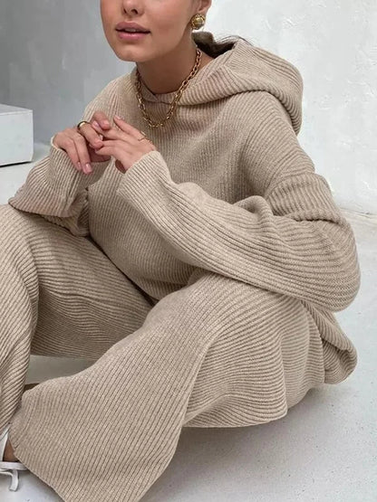 Stylische Frau Hoodie Set Streifen Design