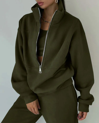 Damen Sportanzug mit Reißverschluss, Sweatshirt und Hose