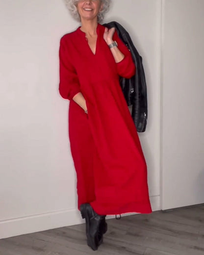 Elegantes Abendkleid V-Ausschnitt Langärmlig - IdealeKleiden