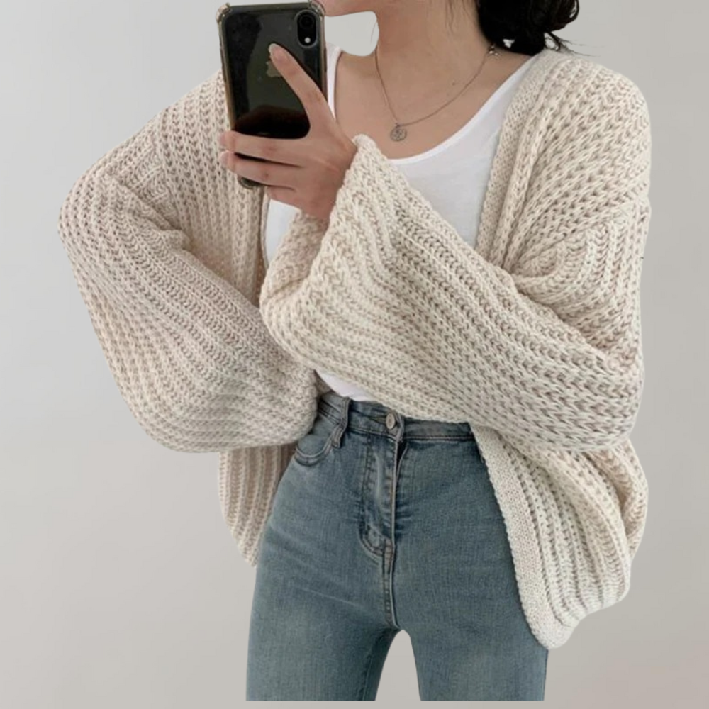 Damenschal Strickjacke Grobstrick Stil - IdealeKleiden