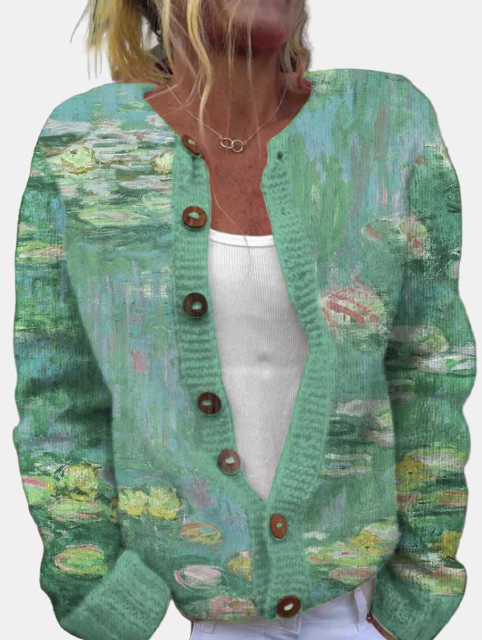 Grüne Strickjacke Damen Modern - IdealeKleiden