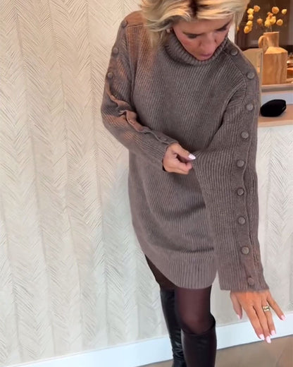 Strickkleid Damen Modern Knöpfe