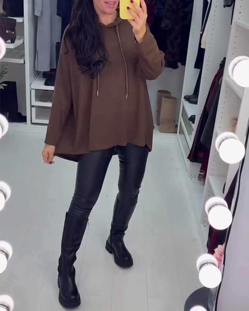 Klassisches Kleid | Weite Damen Langarm Kapuze Pullover - IdealeKleiden