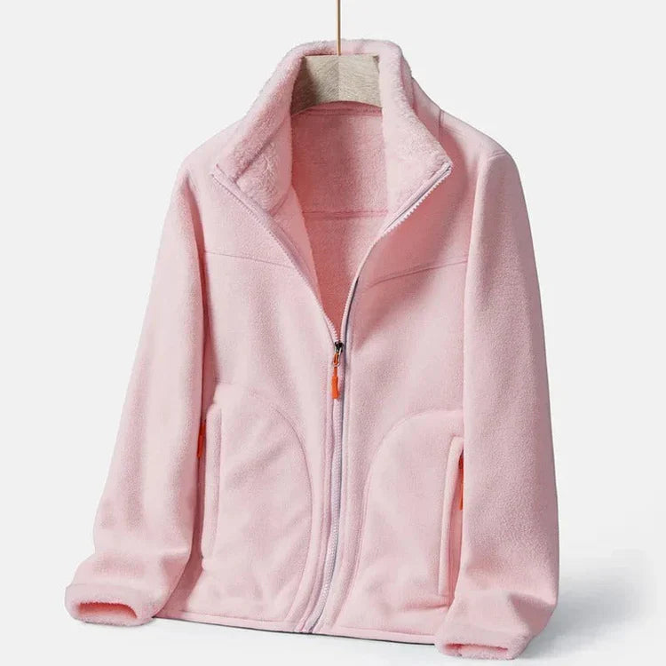 Zweireihige Damen Fleecejacke Warm Elegant
