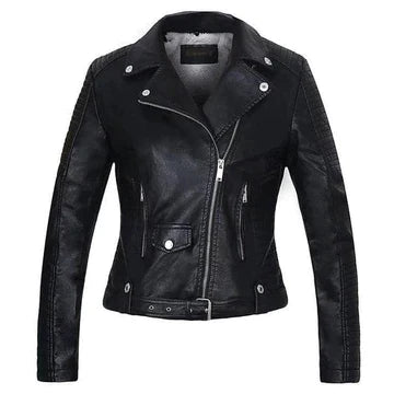 Mia - Luxus Lederjacke Damen Elegant Schwarz