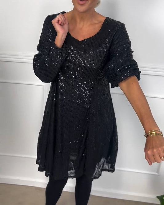 Elegante Abendkleid Pailletten A-Linie - IdealeKleiden