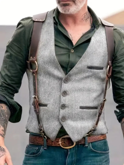 Herren Lederweste Vintage Style Schnalle