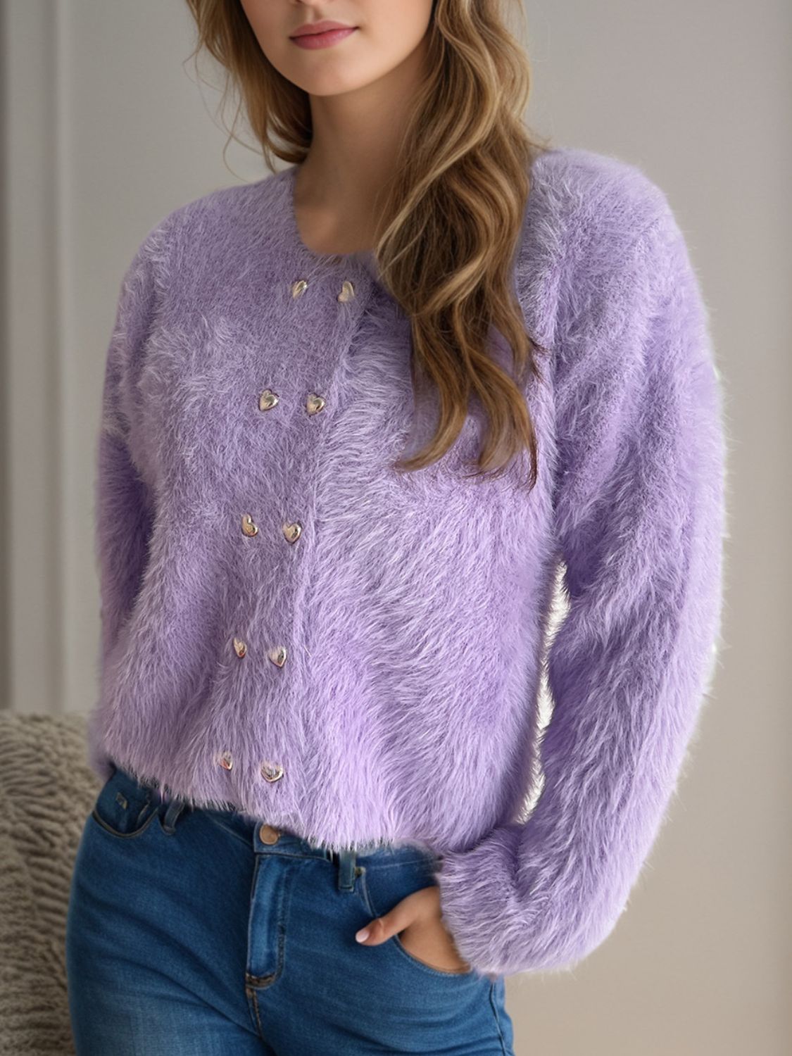 Luxus Cardigan Faux Pelz Weich Elegent