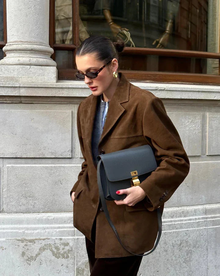 Stylische Lederjacke Wildleder Look