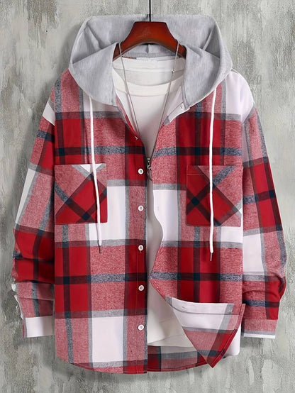 Lässige Herrenjacke Kariert Kapuzenjacke