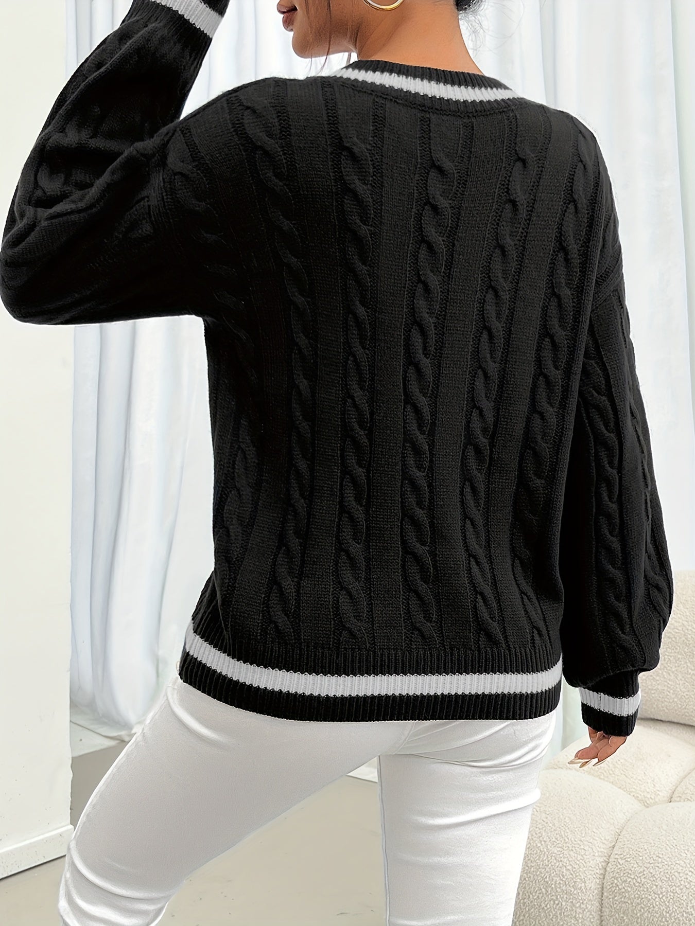 Damenschal Kabelstrick Pullover Zarte Optik - IdealeKleiden