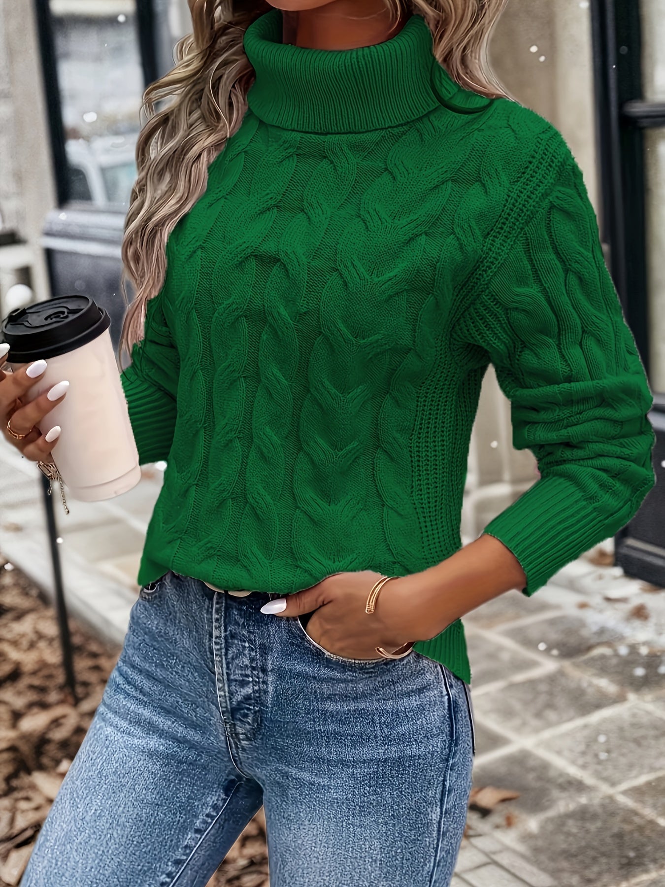 Weiche Damen Rollkragen Pullover Kaschmir Look