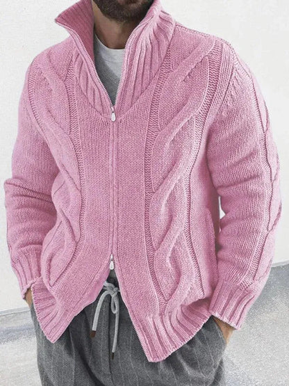 Herren Strickjacke Rollkragen Pullover Modern