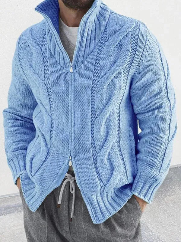 Herren Strickjacke Rollkragen Pullover Modern