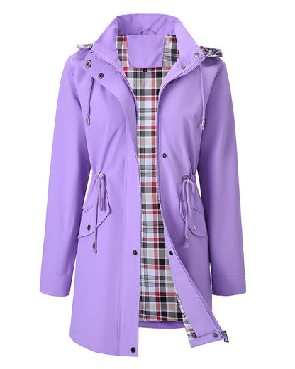 Wasserdichte Trenchcoat Damen Lang Kapuze