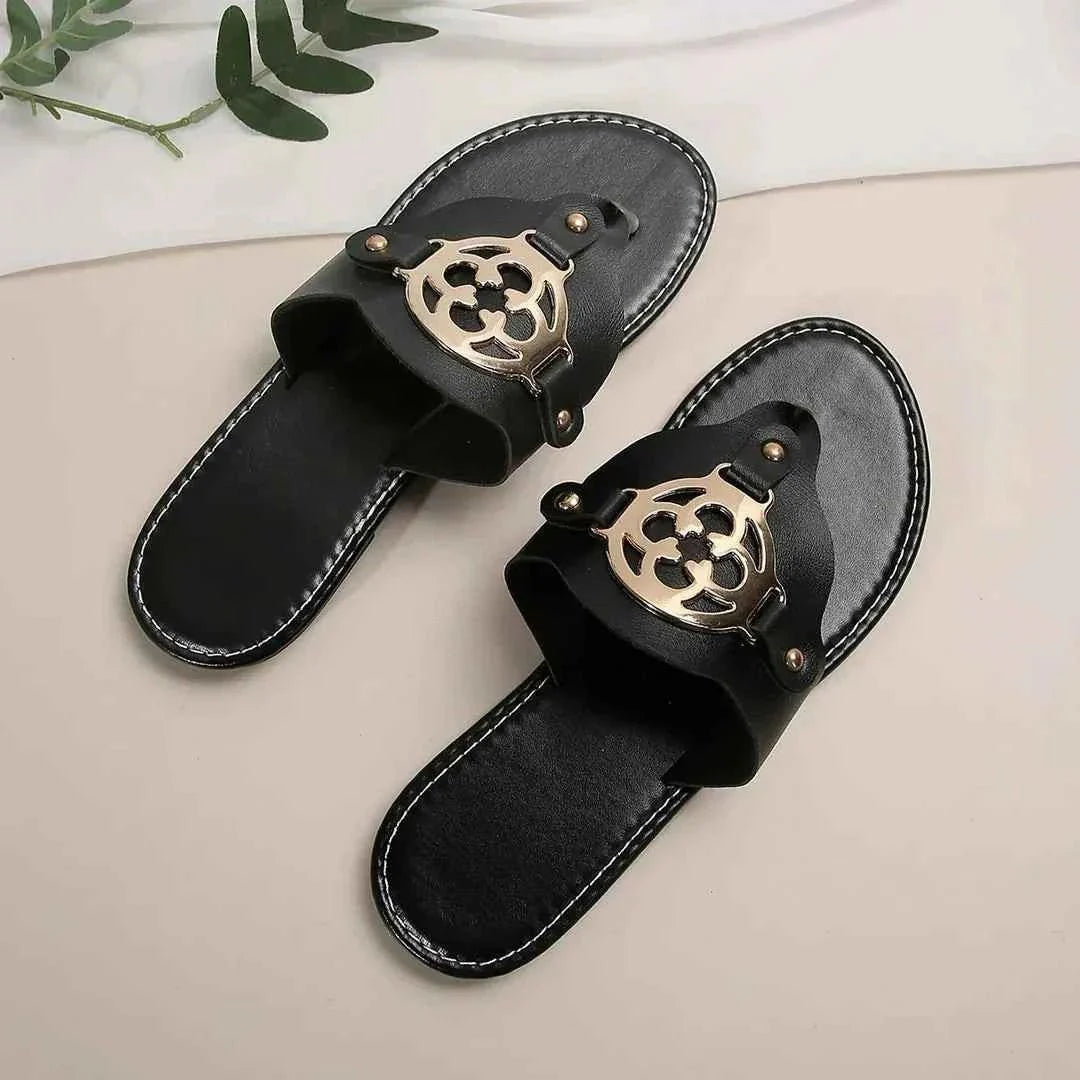 Elegante Zehentrenner-Sandalen mit Metall-Verzierung
