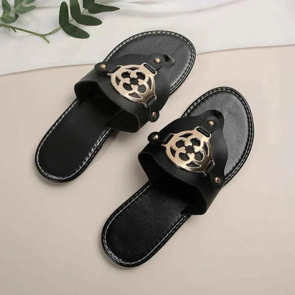 Elegante Zehentrenner-Sandalen mit Metall-Verzierung