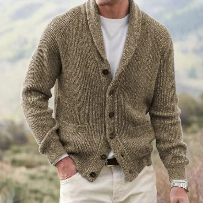 Herren Cardigan Strick Modern Schalkragen