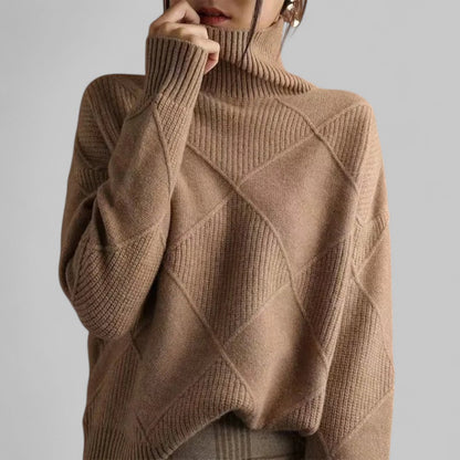 Damen Pullover Rollkragen Bequem Locker