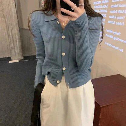 Polokragen Cardigan Damen Elegant